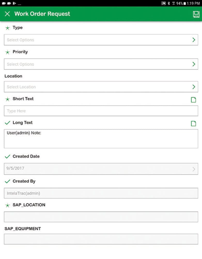 AVEVA Mobile Operator Work Order