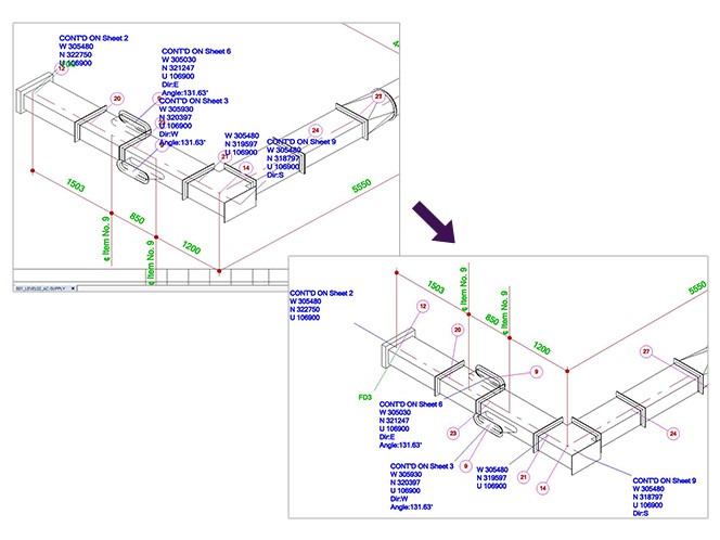 AVEVA E3D Whitespace Optimizer automatically repositions and aligns computer generated drawing annotations